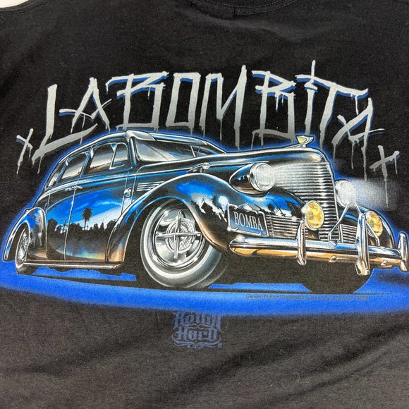 VTG ODM Rollin Hard Shirt Adult Extra Large Black Chevy La Bombita Chicano Tee - Picture 7 of 13
